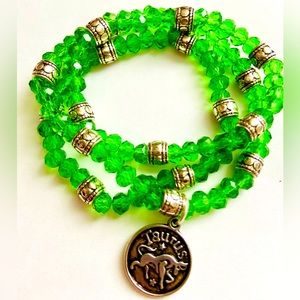 NEW BEAUTIFUL EMERALD GREEN CRYSTAL BRACELET SET OF 3